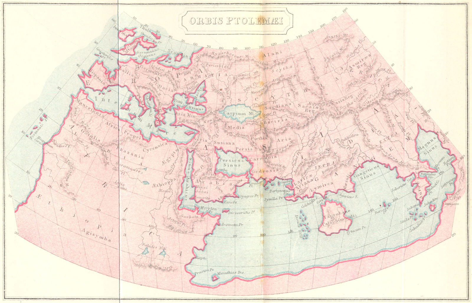 WORLD. Orbis Ptolemaei; ancient world map 1908 old antique plan chart